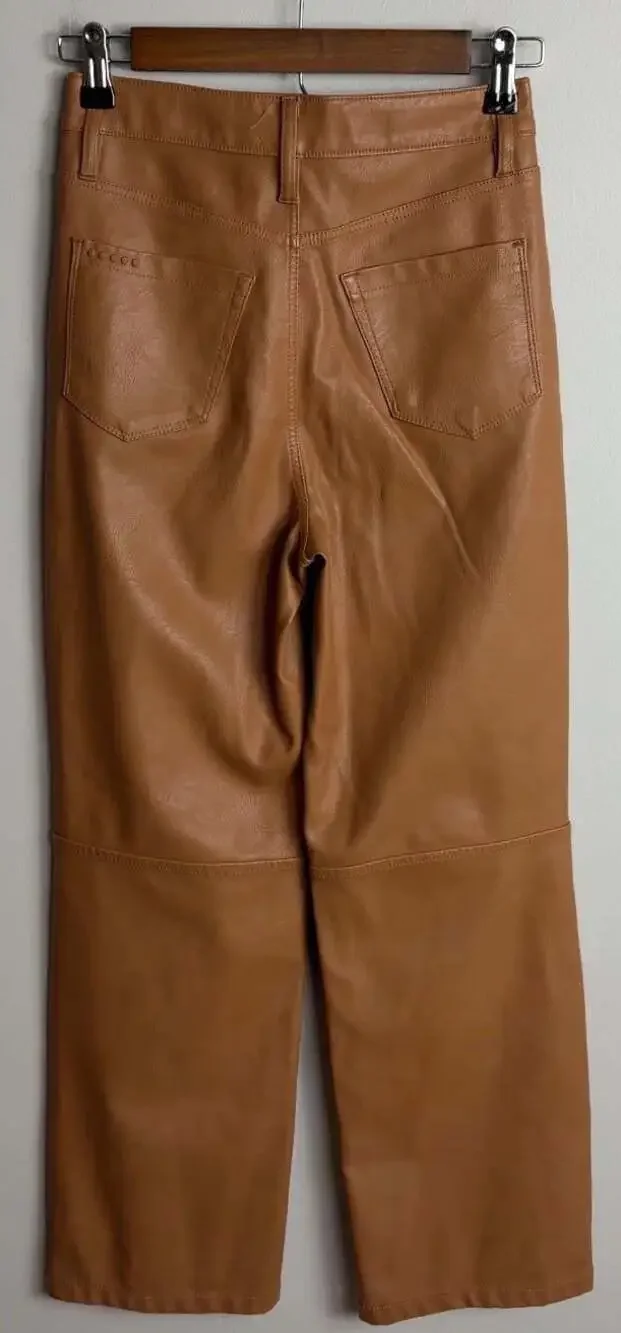 BLANKNYC The Baxter Faux Leather Pants Size 24 Tan Straight Leg Women’s